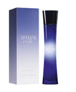 Armani Code Pour Femme perfume for women in a sleek blue bottle.