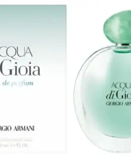 Aqua di Gioia perfume bottle and box, elegant and refreshing scent for women.
