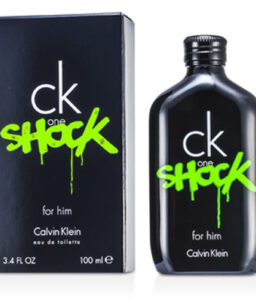 CK One Shock men's cologne bottle and box, Calvin Klein fragrance.