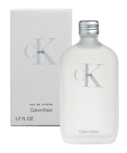 CK One Calvin Klein unisex perfume bottle with minimalist design.