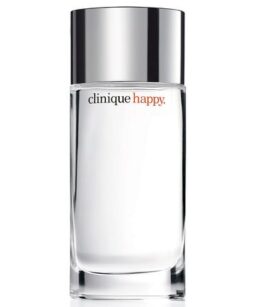 Clinique Happy perfume bottle for women, fresh floral scent, elegant design.