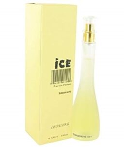 Ice perfume bottle for women with elegant yellow packaging and gold accents.