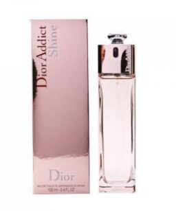 Dior Addict Shine perfume for women with elegant pink packaging and sleek glass bottle.