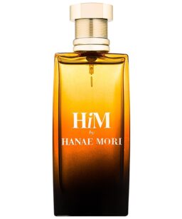 Hanae Mori Him Cologne bottle for men, featuring a sleek amber design.