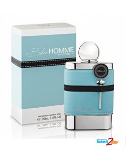 Blue Homme Eau de Toilette for Men, stylish bottle with silver cap and blue accents.