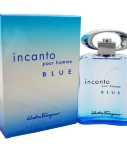 Incanto Blue men's fragrance by Salvatore Ferragamo in a sleek blue bottle.