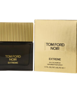 Elegant Tom Ford Noir Extreme perfume bottle with gold accents.
