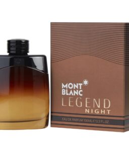 Elegant Mont Blanc Legend Night men's fragrance bottle and box.