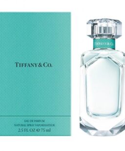 Tiffany & Co. perfume bottle with elegant turquoise box, luxurious fragrance for women.