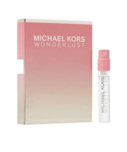 Michael Kors Wonderlust perfume in pink packaging with travel spray.