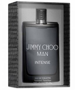 Jimmy Choo Man Intense men's fragrance in sleek black bottle.