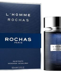 Rochas L'Homme men's cologne bottle and packaging from Rochas Paris.