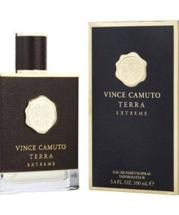 Vince Camuto Terra Extreme men's fragrance in black and gold bottle with packaging.