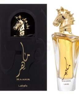 Elegant unisex fragrance with a gold horse head design, perfect for both men and women.