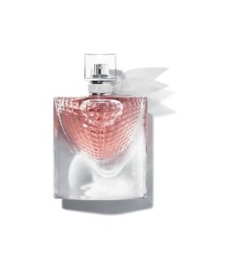 Elegant Lancome La Vie Est Belle L'Éclat perfume bottle with pink fragrance inside.