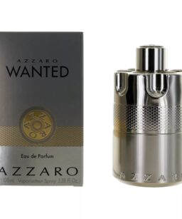 Azzaro Wanted men's cologne bottle and packaging, luxury fragrance for men.
