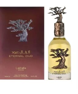 Eternal Oud unisex perfume bottle featuring a tree-shaped cap, perfect for luxury fragrance lovers.