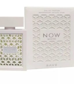 Unisex Now White perfume by Lattafa Rave, elegant and fresh fragrance for all genders.