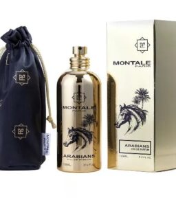 Montale Arabians unisex perfume with gold bottle and packaging.
