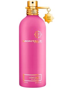 Elegant pink Montale Lucky Candy unisex perfume bottle with gold accents.