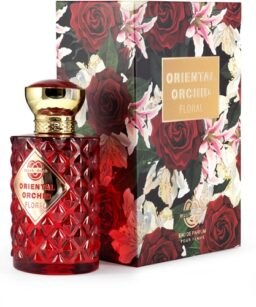 Oriental Orchid Floral perfume bottle with elegant packaging.