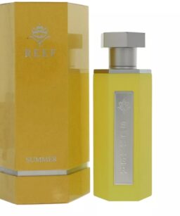 Reef Summer Yellow unisex perfume bottle with matching box, fresh and vibrant fragrance for summer.