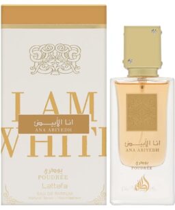 Elegant unisex fragrance by Lattafa Ana Abiyedh Poudree for versatile wear.