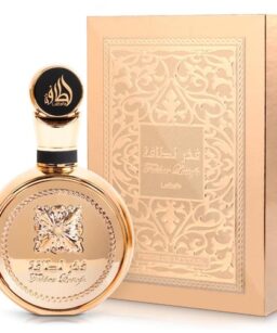 Unisex Lattafa Fakhar Gold Extrait perfume with luxurious gold bottle and elegant packaging.