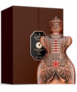 Toleen unisex perfume bottle with intricate design and packaging.