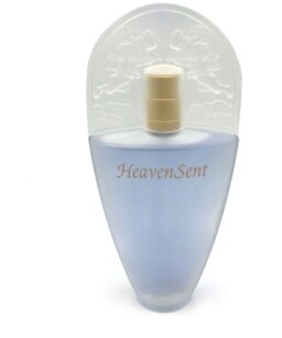 Heaven Sent perfume for women in elegant white bottle with angel design.