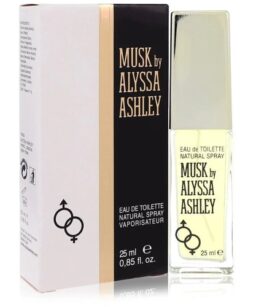 Alyssa Ashley Musk Eau de Toilette spray, 25ml, for women. Elegant fragrance with musk notes, perfec.