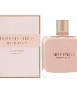 Elegant Givenchy Irresistible Rose Velvet perfume bottle and box.