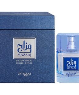 Afnan Zimaya Mazaaj infused unisex perfume with elegant blue bottle.