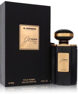 Al Haramain Junoon Noir perfume for women with black and gold design.